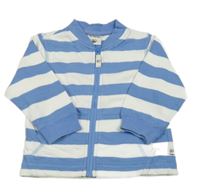 Bílo-modrá pruhovaná propínací mikina s pejskem 