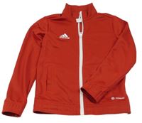 Červeno-bílá propínací sportovní mikina s logem Adidas