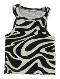 Bílo-černý vzorovaný žebrovaný crop top Page one young