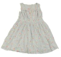 Světlešedo-neonově žluto-oranžové puntíkaté šaty 