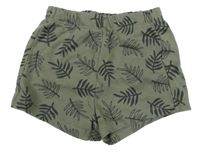 Khaki teplákové kraťasy s listy Kiabi