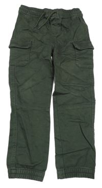 Tmavozelené plátěné cargo cuff kalhoty Matalan