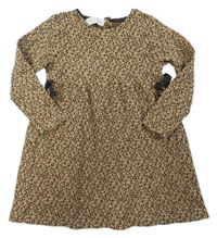 Béžovo-černé svetrové šaty s leopardím vzorem Zara