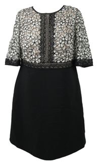 Dámské pudrovo-černé šaty s krajkovým živůtkem Monsoon 