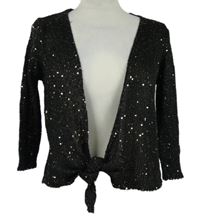 Dámské černé svetrové bolerko s flitry na zavazování 