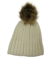 Dámská smetanová čepice s bambulí 