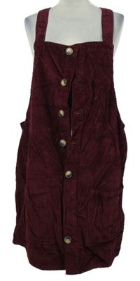 Nové - Dámské vínové manšestrové propínací šaty Denim 