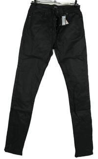 Nové - Pánské černé potažené kalhoty Boohoo vel. 34R