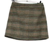 Dámská béžovo-zeleno-černá kostkovaná vlněná sukně Primark