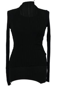 2set - Dámský černý žebrovaný lehký svetr + top H&M