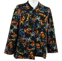 Dámský černý květovaný sakový cardigán Papaya 