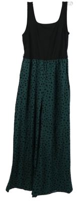 Dámský černo-zelený vzorovaný palazzo kalhotový overal 