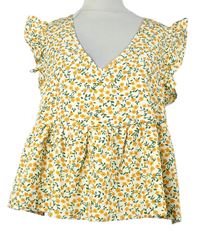 Dámská bílá kytičkovaná peplum crop halenka Shein 