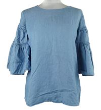 Dámská světlemodrá lehká riflová halenka s rozšířenými rukávy zn: Massimo Dutti 