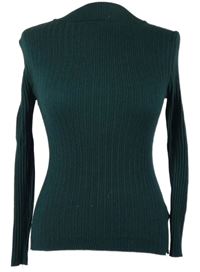 Dámský tmavozelený žebrovaný svetr Primark 