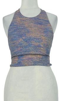 Dámský modro-růžový melírovaný sportovní crop top 