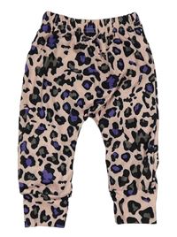 Světlerůžové sportovní kalhoty s leopardím vzorem 