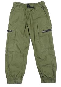 Khaki plátěné cuff kalhoty s kapsami F&F