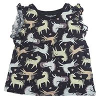 Hnědý top s jednorožci Matalan