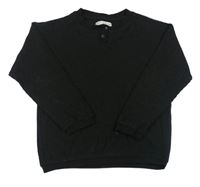Černé žebrované úpletové triko s knoflíčky Zara