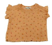 Oranžové tričko s kytičkami Peacocks