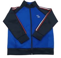 Modro-tmavomodrá sportovní thermo propínací mikina s nápisem 