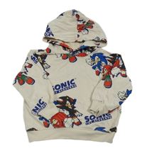 Světlebéžová mikina se Sonicem a kapucí