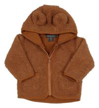 Hnědá huňatá propínací mikina s kapucí Primark