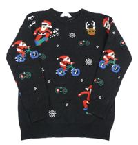 Černý svetr se Santa Clausem Primark