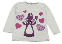 Bílé triko se srdíčky a králíkem