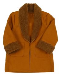 Oranžový flaušový cardigan s kožíškem Shein