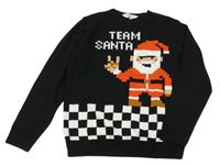 Černo-kostkovaný svetr se Santa Clausem H&M