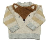 Béžovo-pruhovaný svetr se zvířátkem Matalan