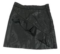 Černá koženková sukně s volánkem Primark