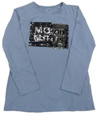 Modré triko s překlápěcími flitry Tchibo