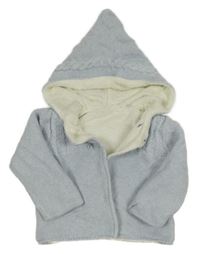 Světlemodrý zateplený propínací svetr s kapucí  TU