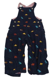 Tmavomodré podšité laclové manšestráky s dinosaury Jojo Maman Bébé