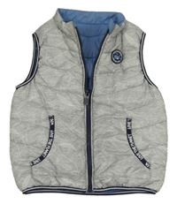 Světlešedá šusťáková zateplená oboustranná vesta s velrybami C&A