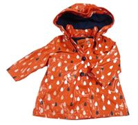 Červená nepromokavá jarní bunda s kapkami a kapucí 