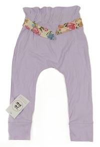 Nové - Lila turecké lehké tepláky s páskem