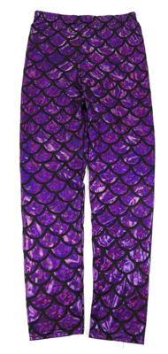 Černo-fialové vzorované legíny se šupinami