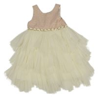 Růžovo-smetanovo-zlaté slavnostní tylové šaty Couture Princes