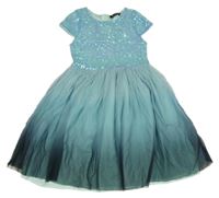 Tyrkysové šaty s flitry a tylovou sukní Staccato