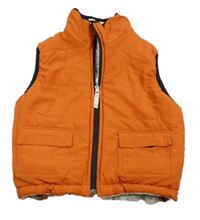 Oranžová šusťáková zateplená oboustranná vesta 