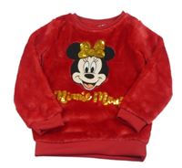 Červená plyšová mikina s Minnie 
