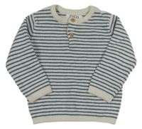Bílo-modrá pruhovaný svetr s knoflíčky F&F