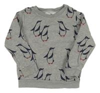 Šedá mikina s tučňáky M&S