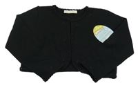 Nové - Černé pletené propínací bolérko s korálky 