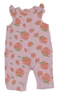 Světlerůžové laclové tepláky s jahůdkami 