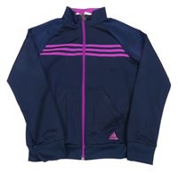 Tmavomodro-purpurová sportovní propínací mikina Adidas